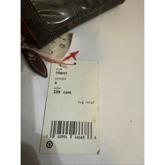 Esprit Women's Stripe Zip Around Compact Coin Wallet Purse Brown NWT - Picture 2 of 9